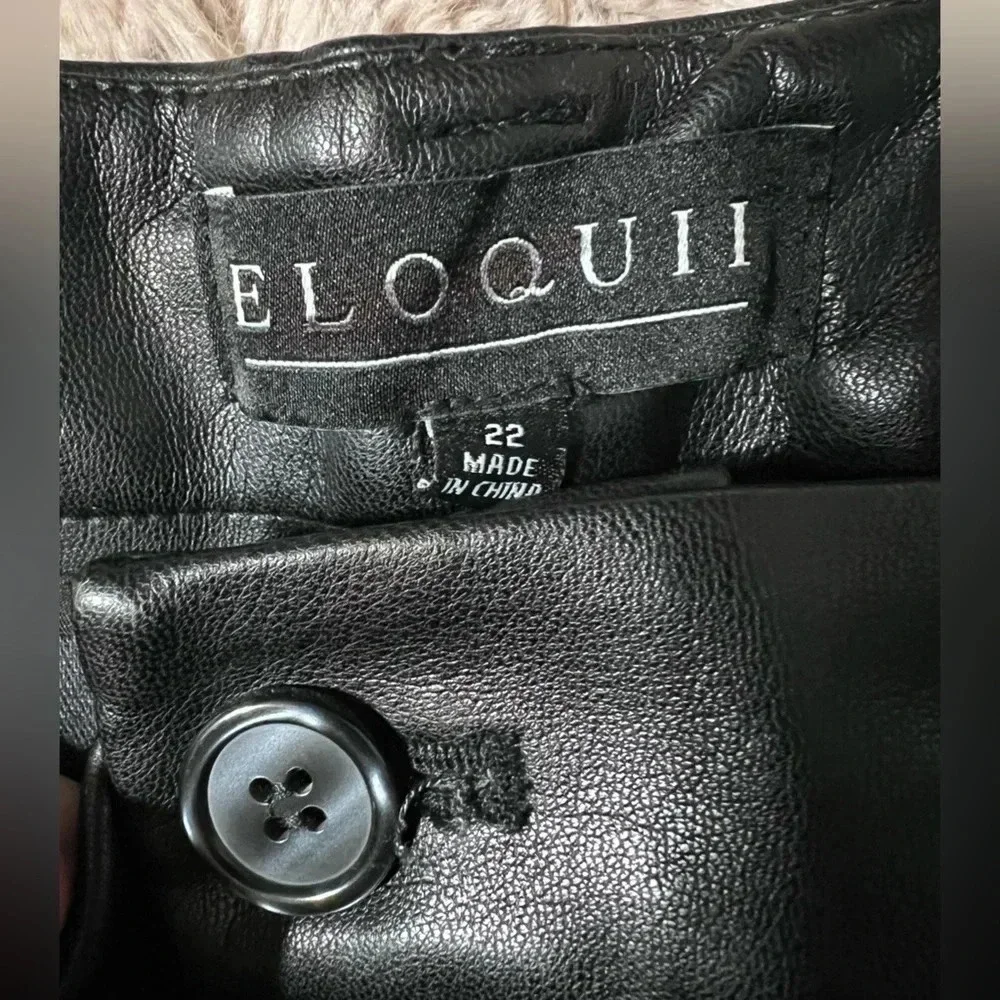 NWT Eloquii Faux Leather Pants Sz 22W Black Wide Leg Pleated Trouser Pockets NWT - Picture 5 of 6